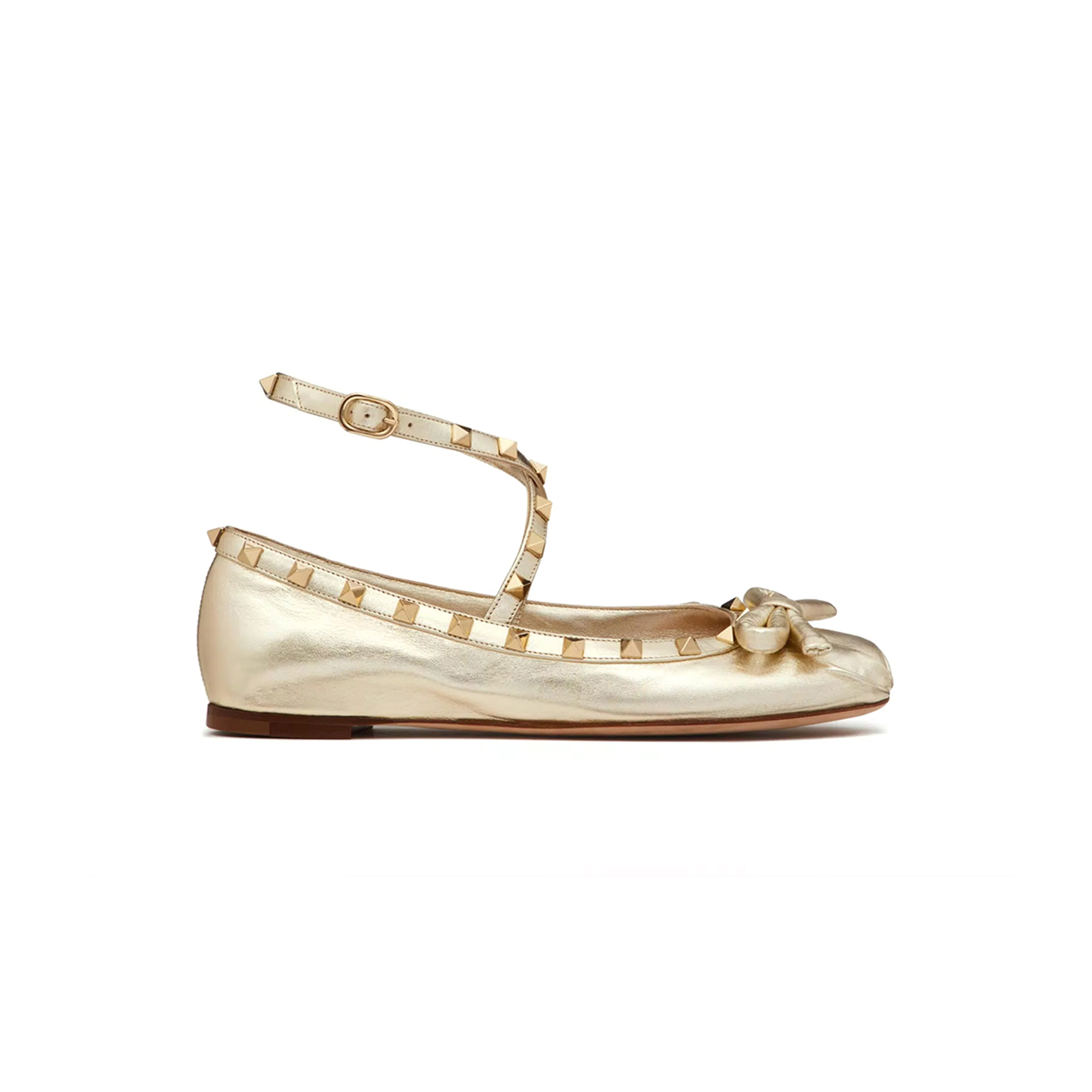 VALENTINO ROCKSTUD LAMINATED NAPPA LEATHER BALLERINA 4W2S0HB6JXH_R16